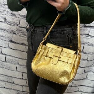 Furla Gold Textured Shoulder Bag